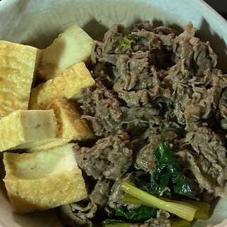 牛肉、小松菜、厚揚げの炒め物(焼肉のたれ)